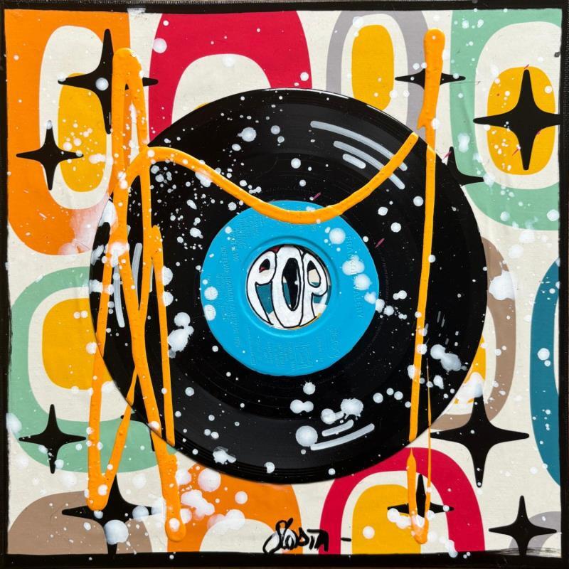 Peinture Vintage vinyle par Costa Sophie | Tableau Pop-art Acrylique Collage Upcycling