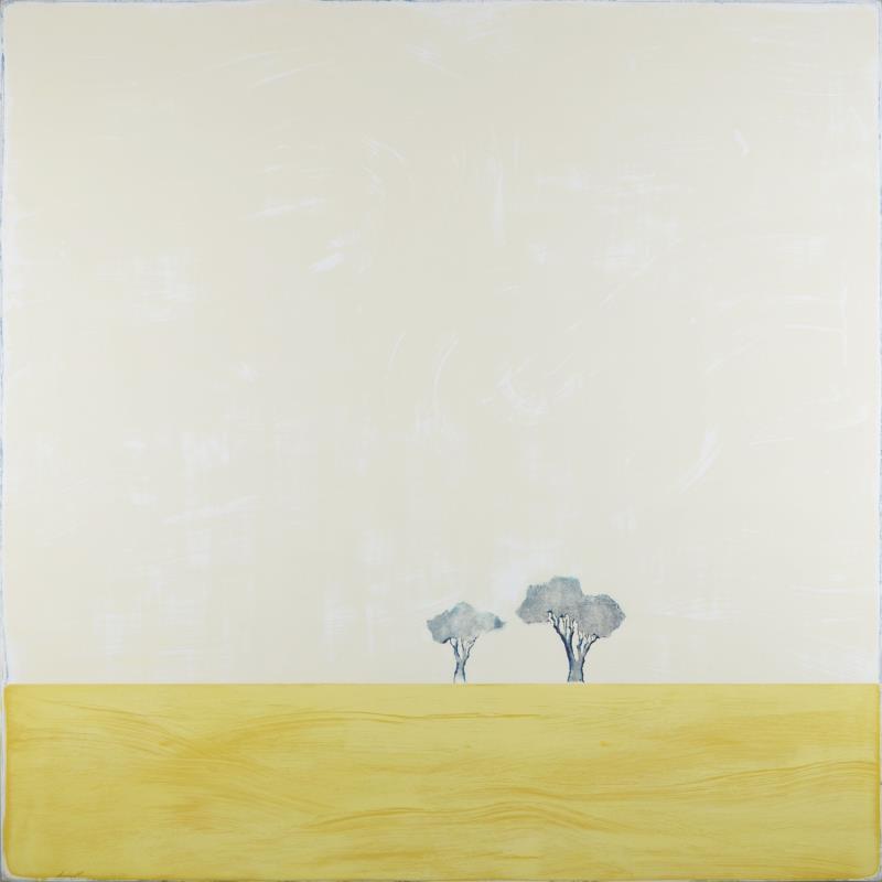 Painting Comme un jaune arborescent 0624 by ChristophL | Painting Figurative Acrylic, Ink, Pigments Landscapes, Minimalist