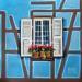 Painting Window in blue by Rasa | Painting Figurative Urban Acrylic
