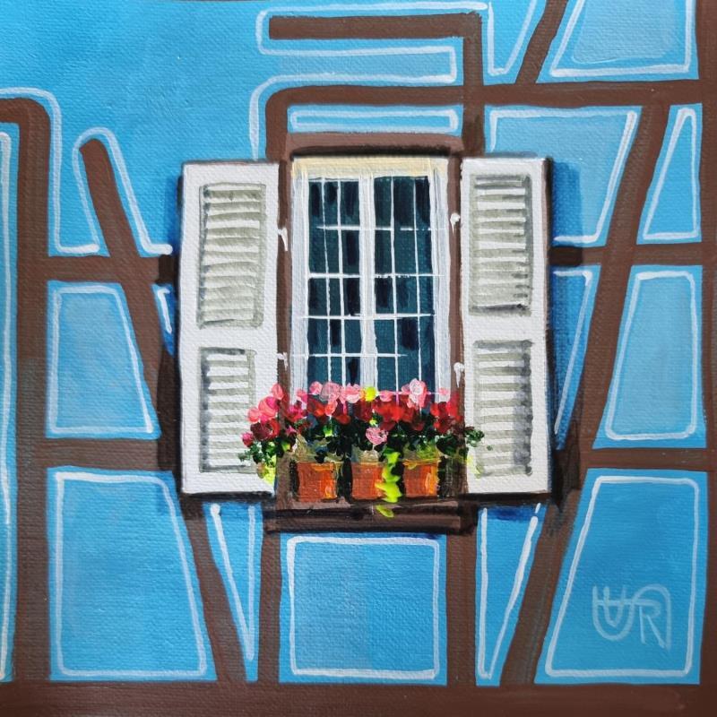 Painting Window in blue by Rasa | Painting Figurative Urban Acrylic