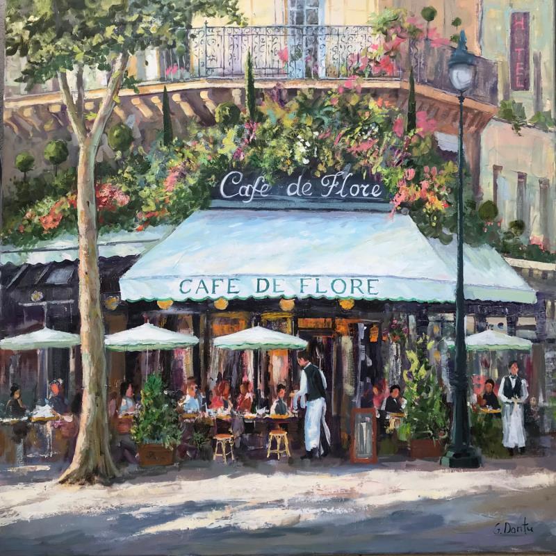 Peinture Café de Flore  par Dontu Grigore | Tableau Figuratif Huile Urbain