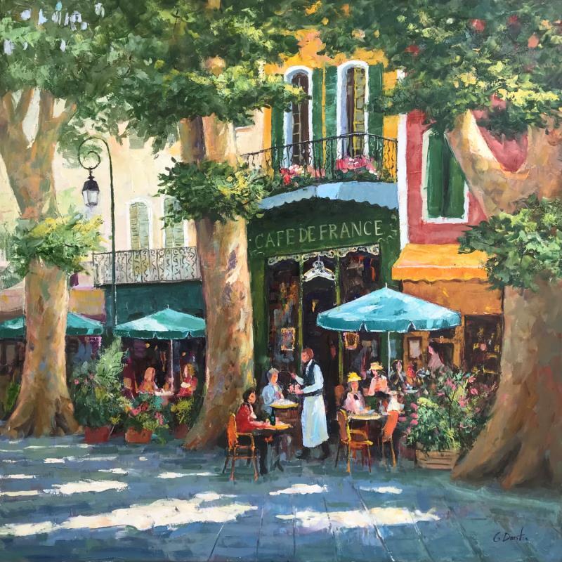 Painting Café de France  by Dontu Grigore | Painting Figurative Oil Urban
