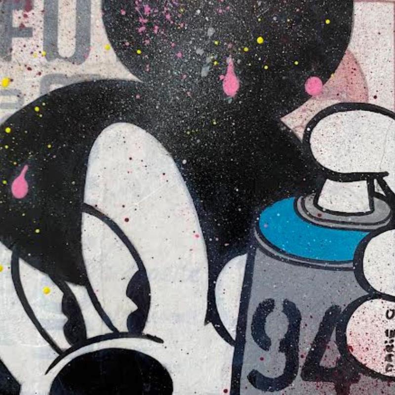 Peinture F1  Mickey tag par Marie G.  | Tableau Pop-art Icones Pop Bois Acrylique Collage