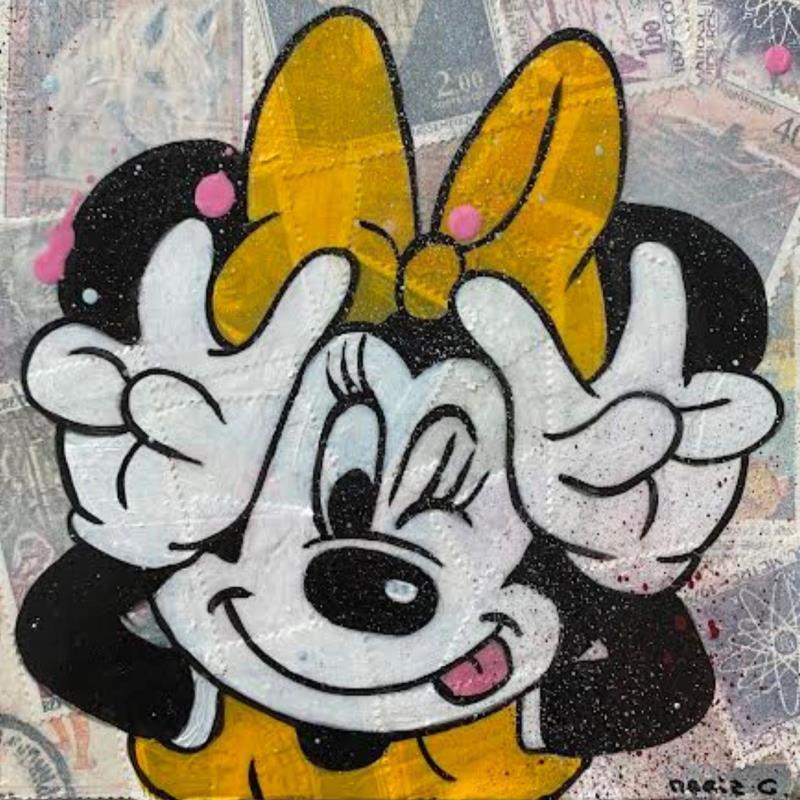 Gemälde F1  Minnie espiègle von Marie G.  | Gemälde Pop-Art Pop-Ikonen Holz Acryl Collage