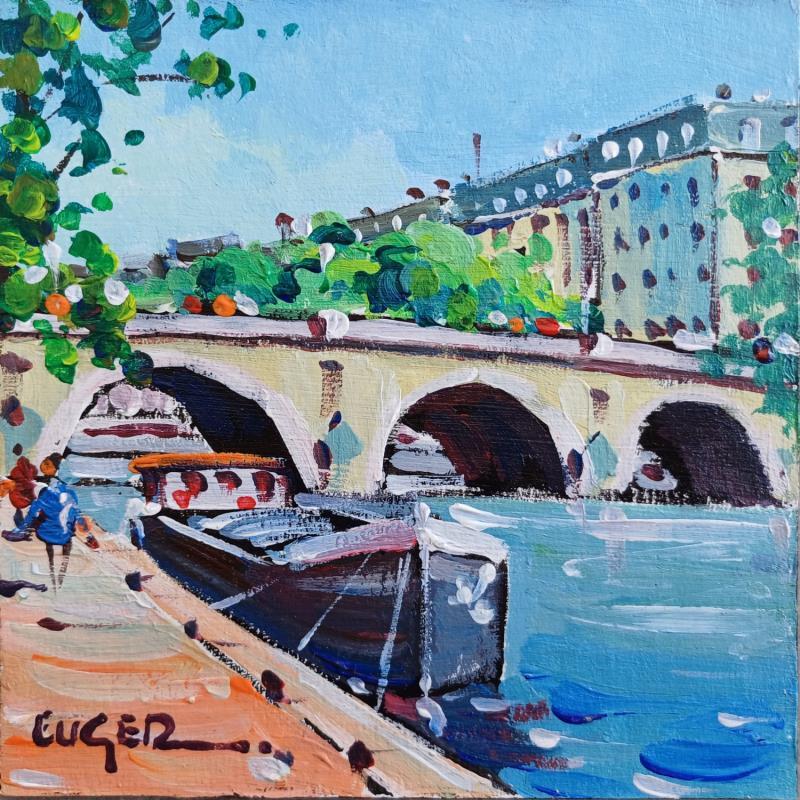Gemälde LES QUAIS DE SEINE RIVE DROITE A PARIS von Euger | Gemälde Figurativ Landschaften Urban Alltagsszenen Acryl