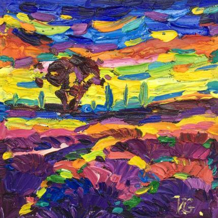 Painting Lavender sunset sing by Georgieva Vanya | Painting Figurative Oil Landscapes
