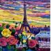 Painting Roses in Paris by Georgieva Vanya | Painting Figurative Landscapes Oil