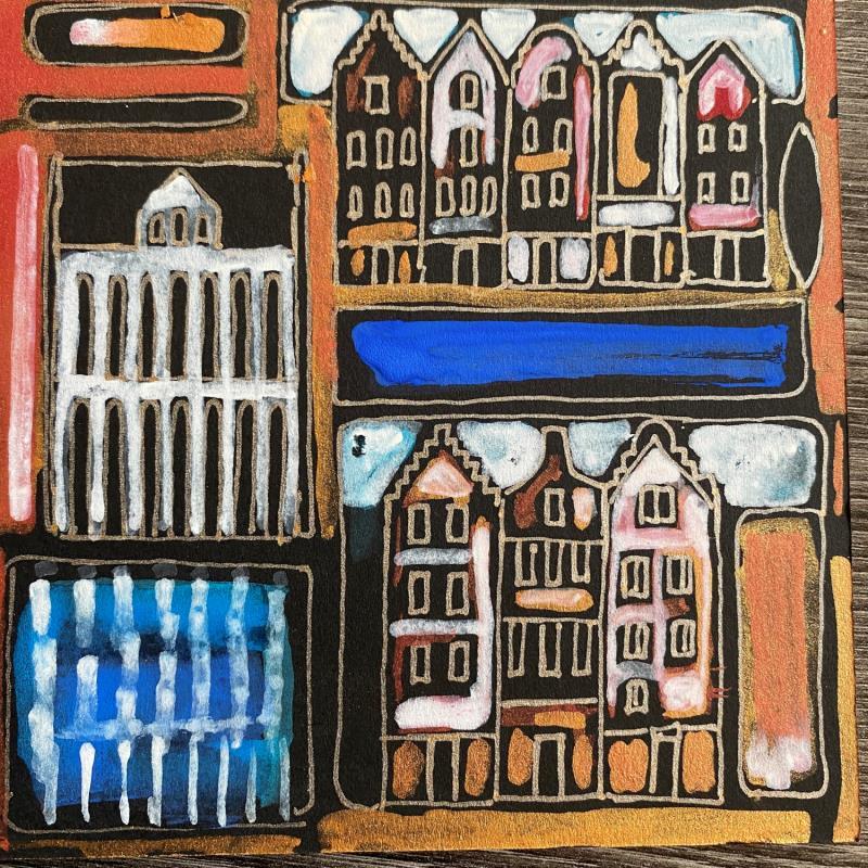 Gemälde HR 1313 Amsterdam Window II von Ragas Huub | Gemälde Art brut Architektur Gouache