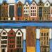 Gemälde HR 1315 canal and terraced houses von Ragas Huub | Gemälde Art brut Architektur Gouache