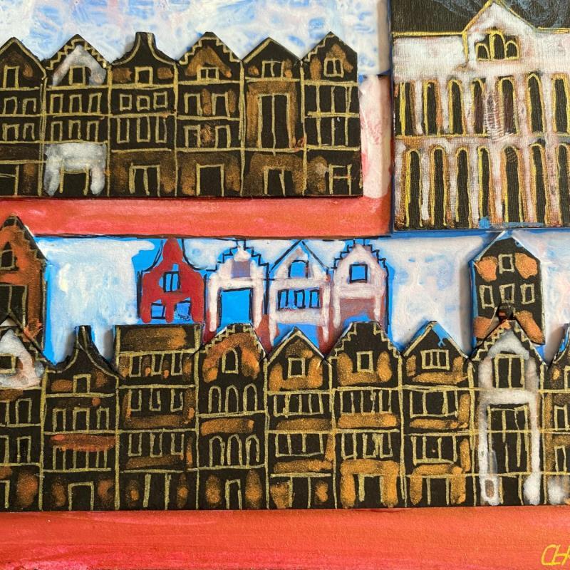 Gemälde HR 1319 Collage Amsterdam  von Ragas Huub | Gemälde Art brut Architektur Acryl Gouache