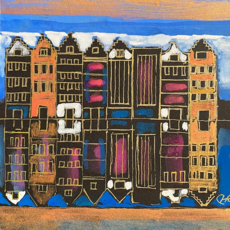 Gemälde HR 1320 reflection von Ragas Huub | Gemälde Art brut Architektur Pappe Gouache