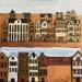 Gemälde HR 1324 Amsterdam golden terraced collage von Ragas Huub | Gemälde Art brut Architektur Pappe Gouache