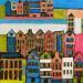 Gemälde HR 1325 Amsterdam Colourfull collage von Ragas Huub | Gemälde Art brut Architektur Pappe Gouache
