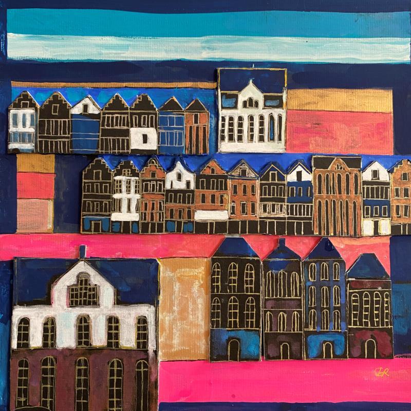 Painting HR 1331 Amsterdam Collage by Ragas Huub | Painting Raw art Architecture Cardboard Gouache