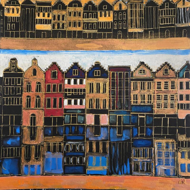 Painting HR 1230 gracht by Ragas Huub | Painting Raw art Cardboard, Gouache Architecture