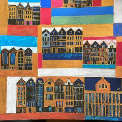 Painting HR 1311 houses mosaic by Ragas Huub | Painting Raw art Cardboard Architecture
