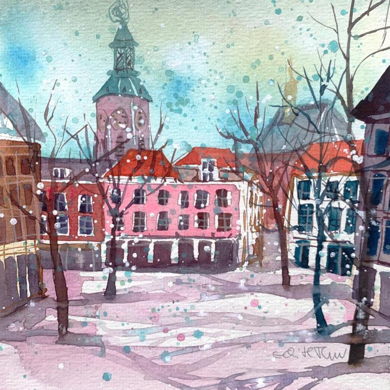 Painting NO.  2491 THE HAGUE  GROTE MARKT by Thurnherr Edith | Painting Subject matter Watercolor Urban