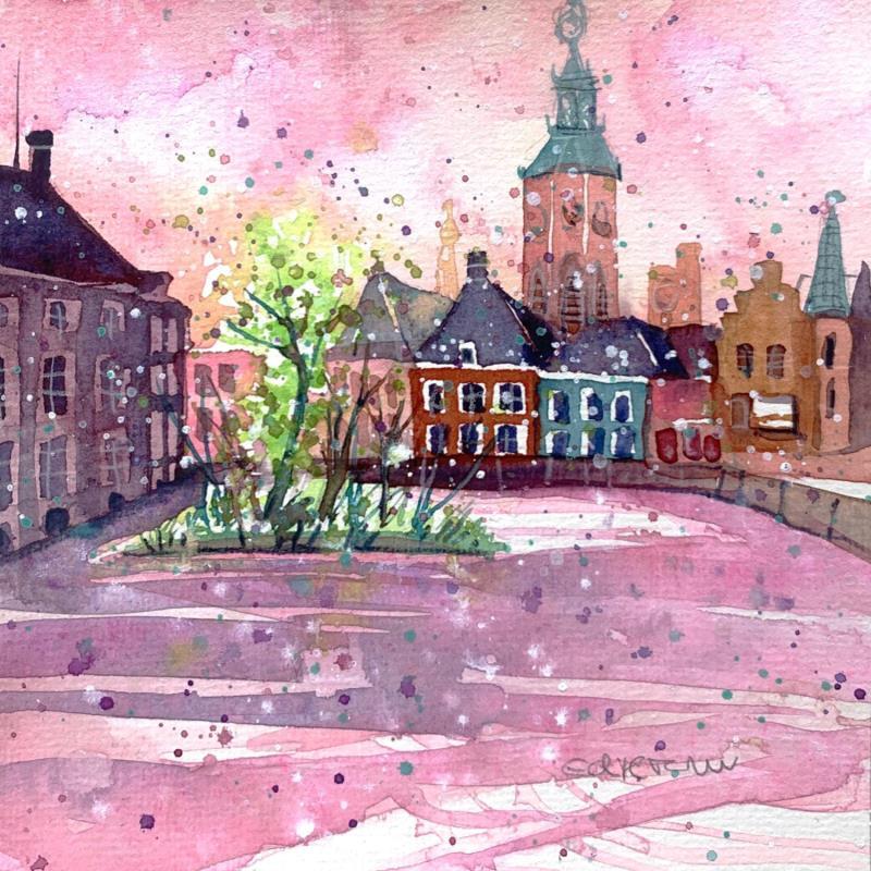 Painting NO.  2492 THE HAGUE  HOFVIJVER by Thurnherr Edith | Painting Subject matter Urban Watercolor