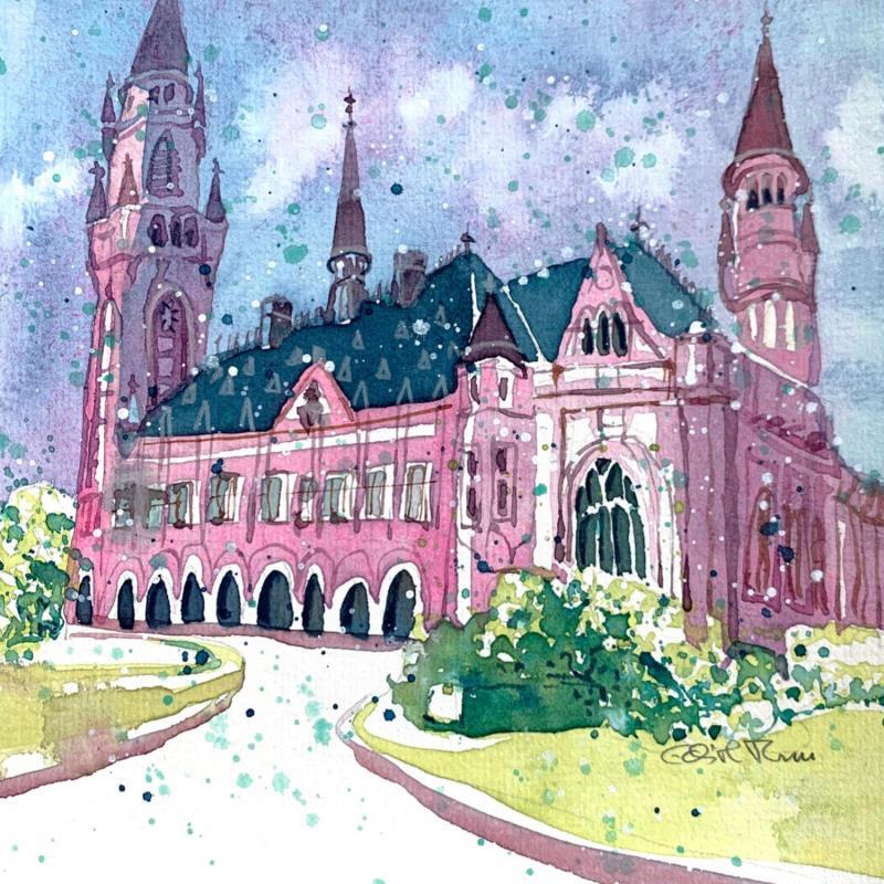 Painting NO.  2495  THE HAGUE  PEACE PALACE by Thurnherr Edith | Painting Subject matter Watercolor Urban