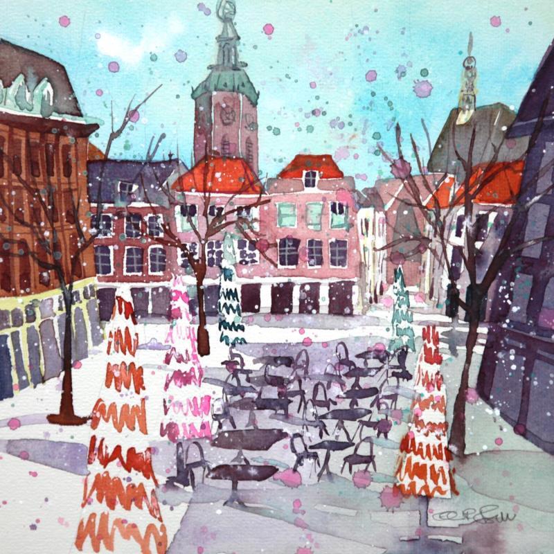 Painting NO.  24101 THE HAGUE GROTE MARKT by Thurnherr Edith | Painting Subject matter Watercolor Pop icons, Urban