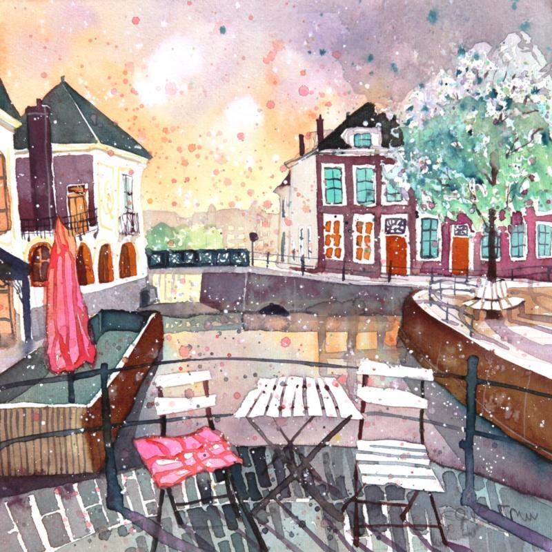 Painting NO.  24106 THE HAGUE  SMIDSWATER SUMMER EVENING by Thurnherr Edith | Painting Subject matter Watercolor Urban