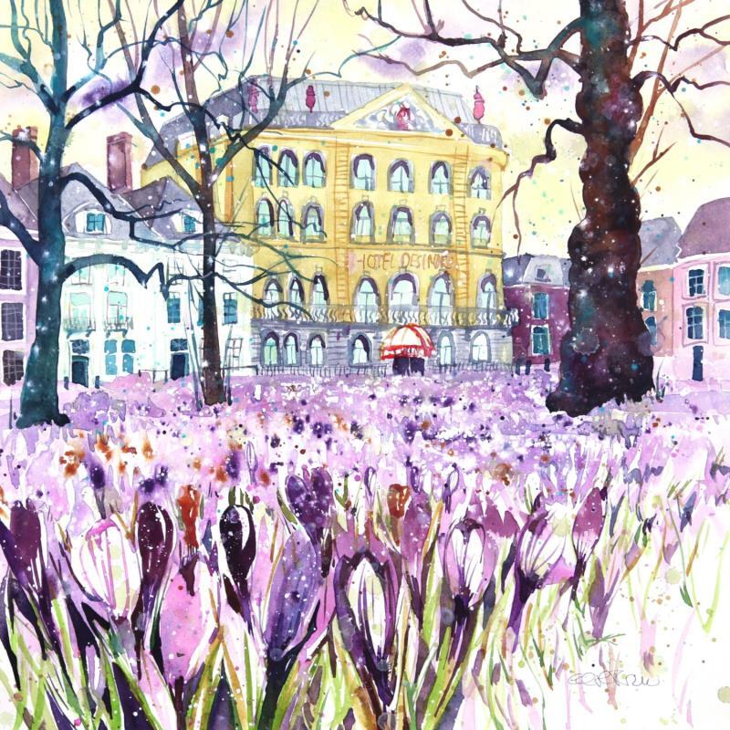 Painting NO.  24113  THE HAGUE  HOTEL DES INDÈS CROCUSSES by Thurnherr Edith | Painting Subject matter Watercolor Urban