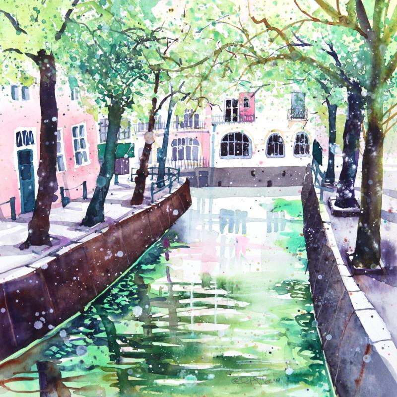 Painting NO.  24114  THE HAGUE  NIEUWE UITLEG SPRING by Thurnherr Edith | Painting Subject matter Watercolor Urban