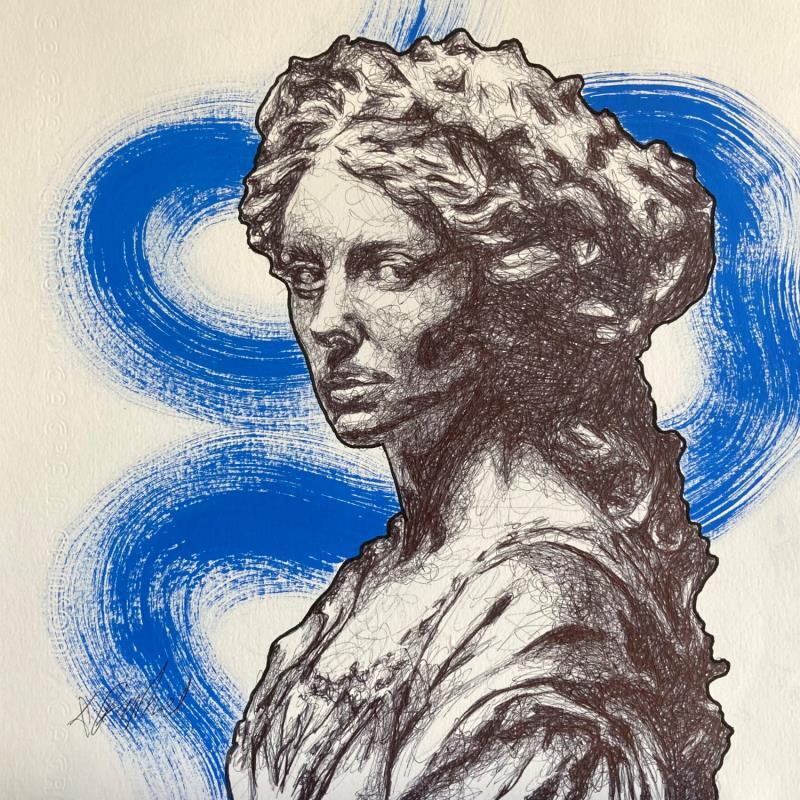 Peinture Femme aux coups de pinceaux  par André Raphaël | Tableau Figuratif Acrylique Minimaliste, Portraits, Urbain