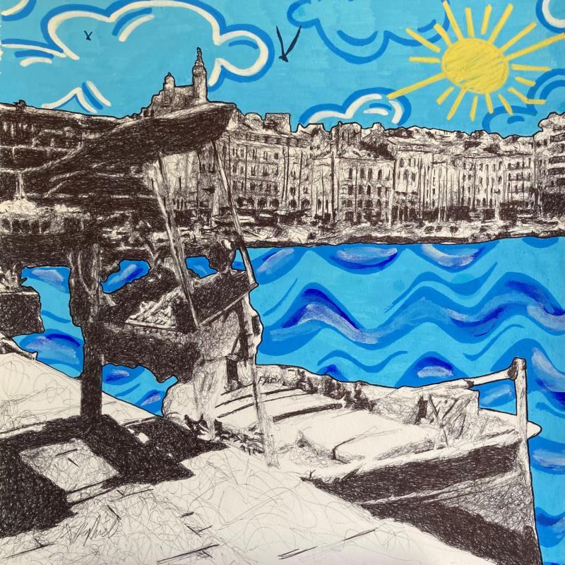 Painting Vieux-Port de Marseille by André Raphaël | Painting Figurative Acrylic Landscapes, Marine, Portrait