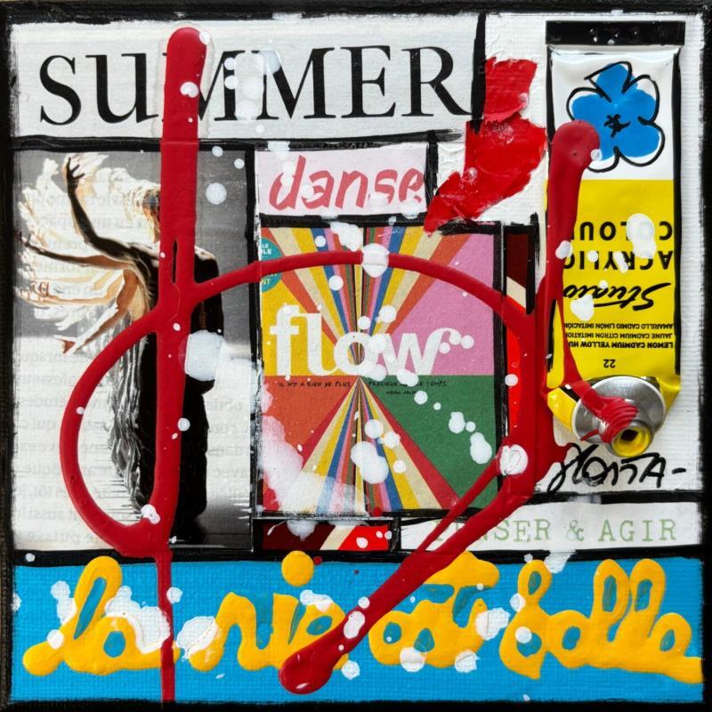 Peinture La vie est belle ! (summer) par Costa Sophie | Tableau Pop-art Acrylique Collage Upcycling