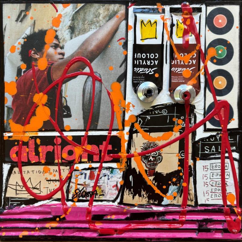 Peinture Tribute to Basquiat par Costa Sophie | Tableau Pop-art Acrylique, Collage, Upcycling Icones Pop