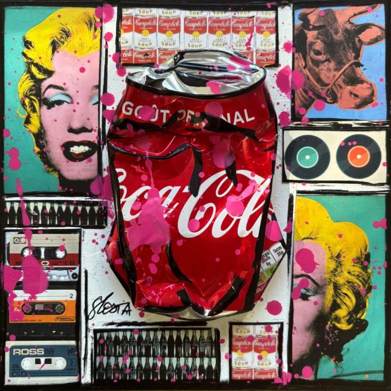 Painting POP COKE Marilyn by Costa Sophie | Painting Pop-art Acrylic, Gluing, Upcycling Pop icons