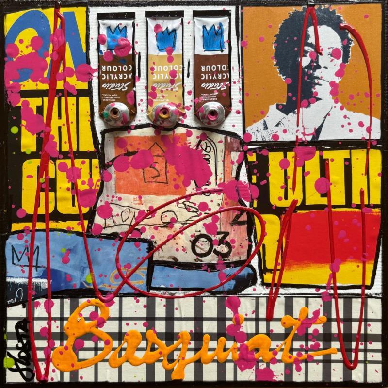 Gemälde Basquiat # 2 von Costa Sophie | Gemälde Pop-Art Pop-Ikonen Acryl Collage Upcycling
