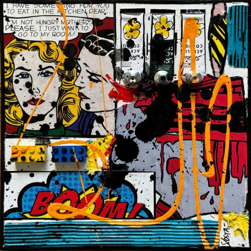 Peinture Tribute to R.Lichtenstein par Costa Sophie | Tableau Pop-art Icones Pop Acrylique Collage Upcycling