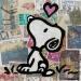 Gemälde F1  Snoopy timbré von Marie G.  | Gemälde Pop-Art Pop-Ikonen Holz Acryl Collage