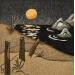 Peinture Lune rousse par Jovys Laurence  | Tableau Matiérisme Paysages Sable