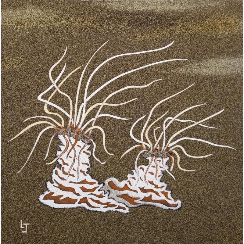 Peinture Cérianthus membranaceus par Jovys Laurence  | Tableau Matiérisme Sable Animaux