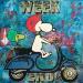 Peinture Snoopy vespa par Kikayou | Tableau Pop-art Icones Pop Graffiti Acrylique Collage
