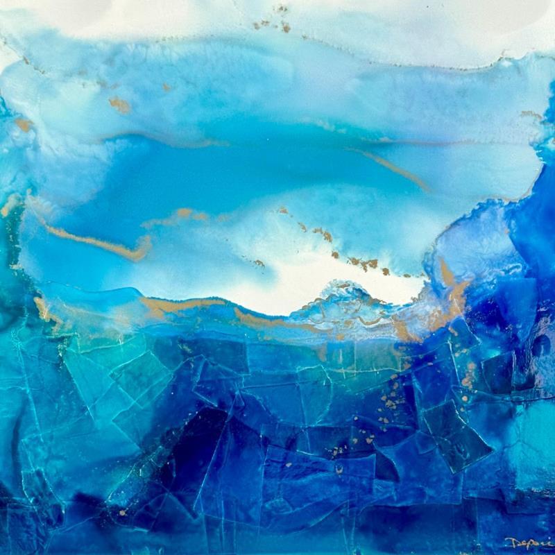 Painting 1619 Poésie Givrée   by Depaire Silvia | Painting Abstract Acrylic, Gluing, Ink Landscapes, Marine, Minimalist