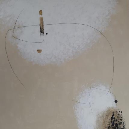 Peinture Abstract White F6 par Wilms Hilde | Tableau Abstrait Acrylique, Collage, Feuille d'or