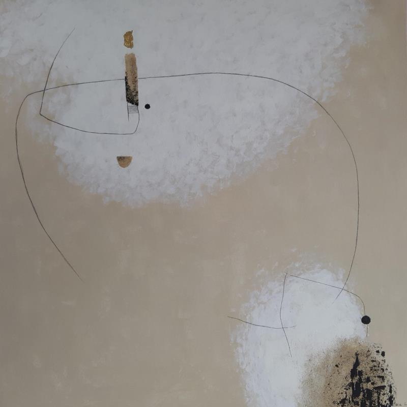 Painting Abstract White F6 by Wilms Hilde | Painting Abstract Acrylic, Gluing, Gold leaf