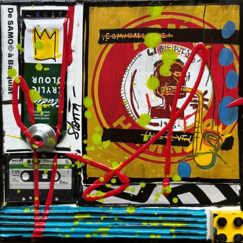 Painting De SAMO à Basquiat by Costa Sophie | Painting Pop-art Acrylic, Gluing, Upcycling Pop icons