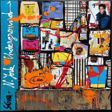Peinture Basquiat, the King ! par Costa Sophie | Tableau Pop-art Acrylique, Collage, Upcycling Icones Pop