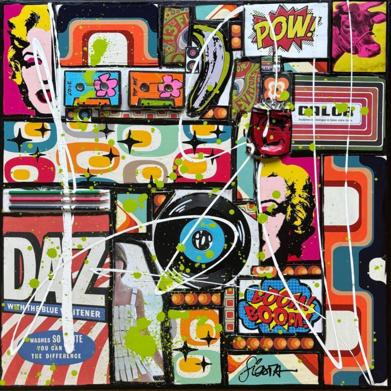 Gemälde Pop Attitude von Costa Sophie | Gemälde Pop-Art Pop-Ikonen Acryl Collage Upcycling