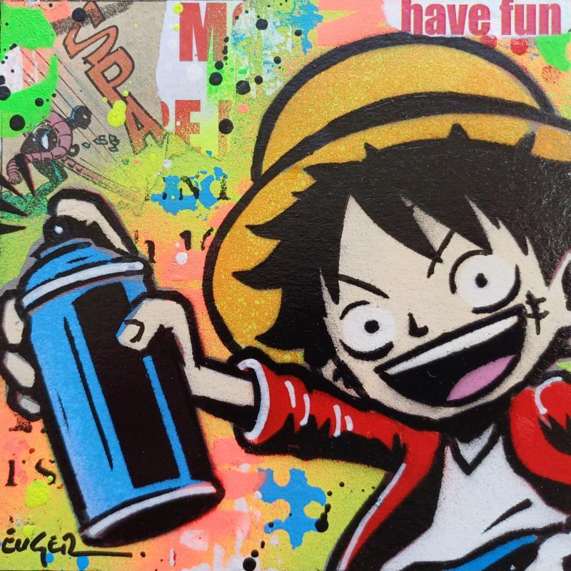 Painting HAVE FUN by Euger Philippe | Painting Pop-art Pop icons Cardboard Acrylic Gluing