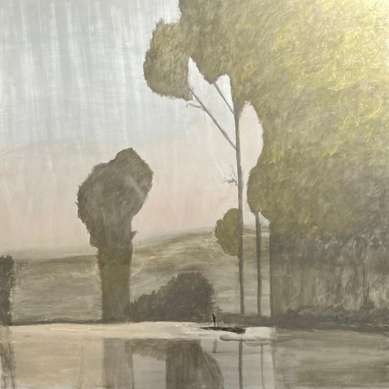 Peinture L’étang  par Mahieu Bertrand | Tableau Figuratif Paysages Métal