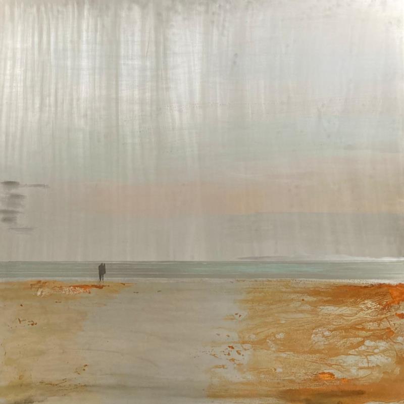 Painting Couple face à la mer  by Mahieu Bertrand | Painting Figurative Metal Landscapes, Marine