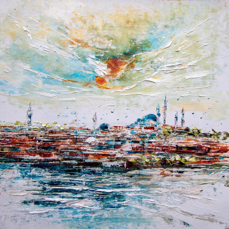 Painting Istanbul from the sea #2 by Reymond Pierre | Painting Figurative Oil Urban