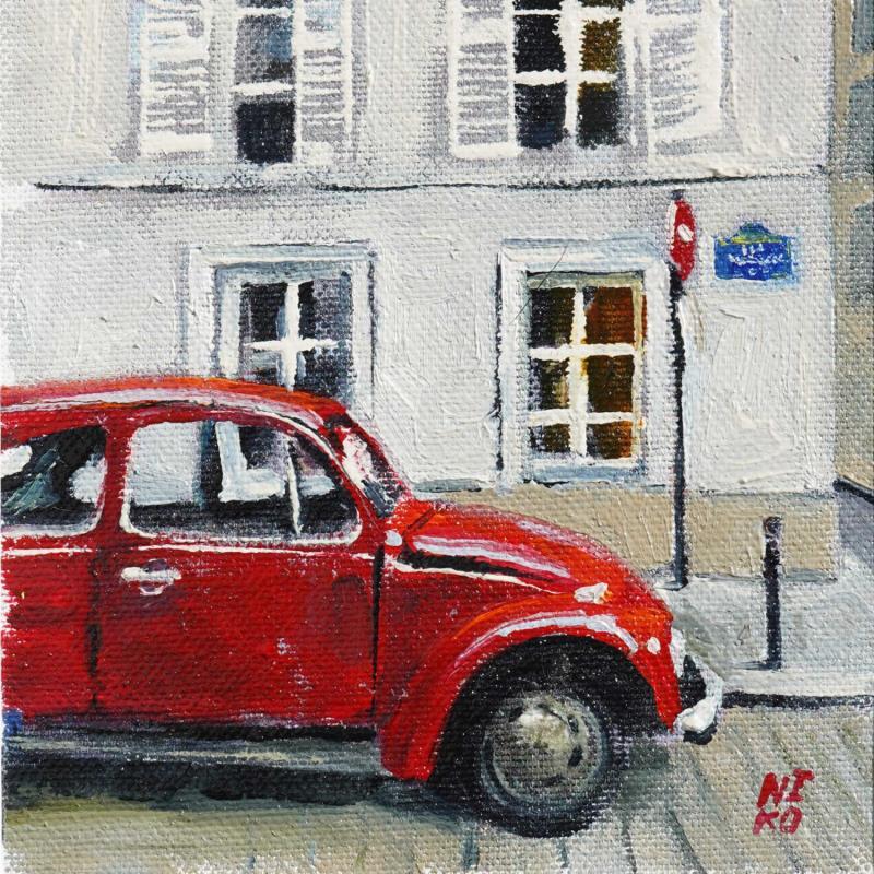 Painting Paris 37 - Voiture rouge by Niko Marina  | Painting Figurative Urban Oil