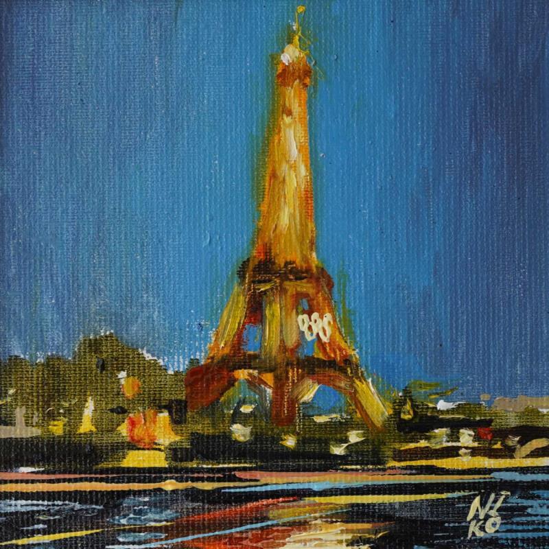 Peinture Paris 40 - Tour Eiffel par Niko Marina  | Tableau Figuratif Urbain Huile